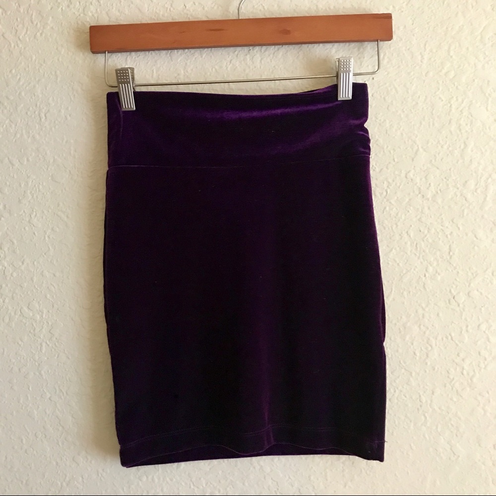 Nollie purple velvet midi skirt